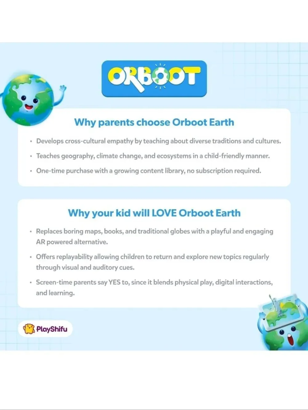 Kids Educational Interactive World Globe Orboot Shifu